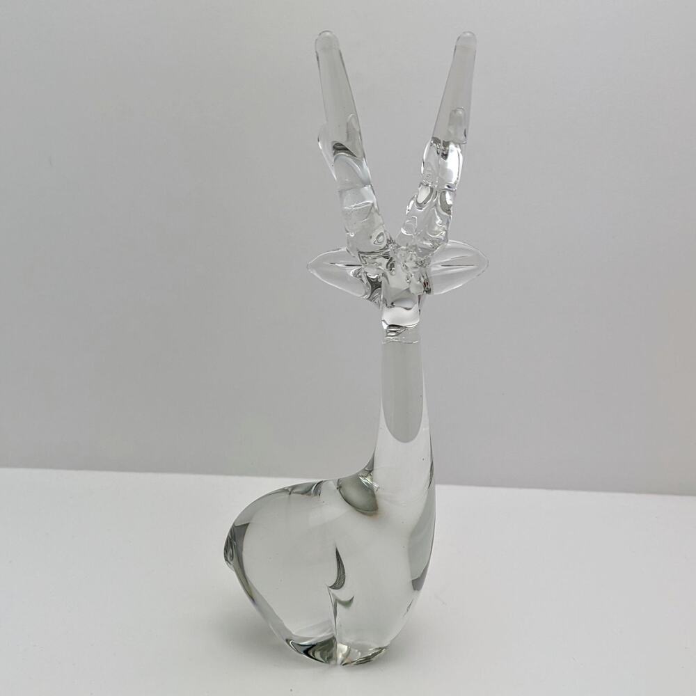 Vintage Enesco Clear Art Glass Reindeer Deer Stag Hand Blown Figurine 8.25" - Picture 7 of 10